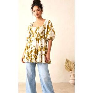 🌸 KORI Floral Smocked Tiered Mini Dress - Size L 🌸